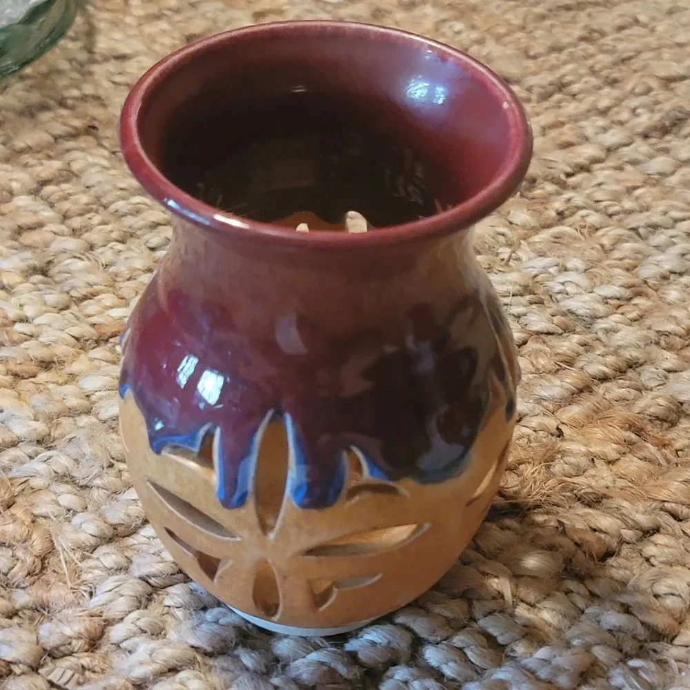 Walt Glass signed Art Pottery Vintage McQueeney San Antonio TX '80's Drip Glaze